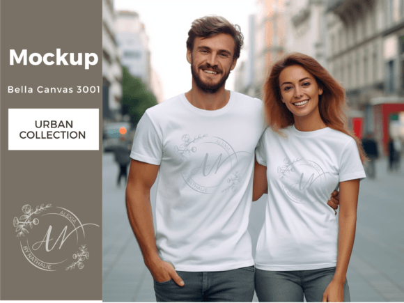 Download Bella Canvas Mockup Couple Match T-shirt - Premium Resources