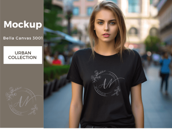 Download Mockup Bella Canvas 3001 Black T-shirt - Premium Resources